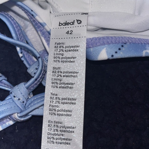 baleaf Longline Bikini Top Lace Up Crisscross Swim Crop Tops High Neck size 42 - Picture 7 of 8